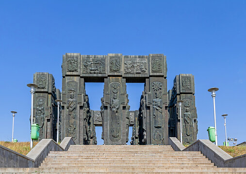 Stone monuments in Tbilisi representing the history of chronicles of Georgia
