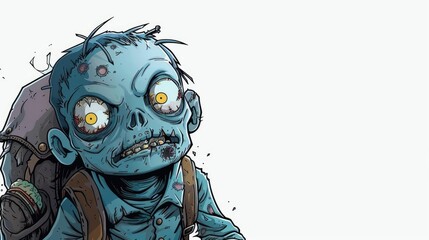 Cute and quirky zombie detective, with messy hair and a mischievous look, Detailed close-up, perfect for Halloween promotions