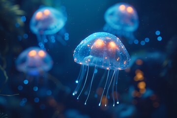 Luminous bioluminescent plankton emoji in dark waters