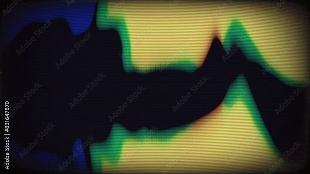 Poster television or computer screen with blurry blob shapes and heavy distortion effects