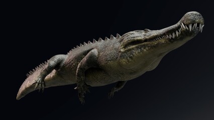 Deinosuchus Big Crocodile Model of background, 3d rendering