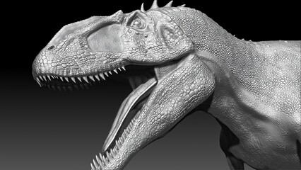 Carcharodontosaurus Sculpting 3d rendering