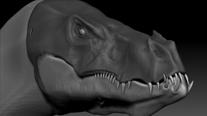 Obraz premium Iron Fire Dragon Sculpting 3d rendering