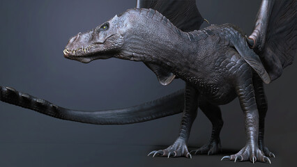 Iron Fire Dragon Sculpting 3d rendering