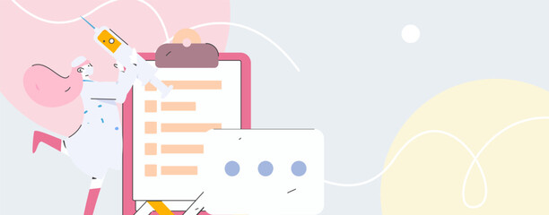 Doctor examines patient flat vector concept operation hand drawn illustration
