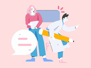 Doctor examines patient flat vector concept operation hand drawn illustration
