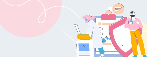 Doctor examines patient flat vector concept operation hand drawn illustration
