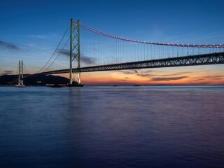 明石海峡で見た日没後の夕焼け情景