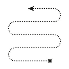 Dotted line path vector. Directional arrow guide. Movement concept.