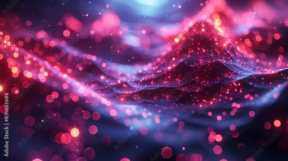 Poster vibrant red and blue bokeh abstract. mesmerizing abstract image featuring a blend of red and blue bo