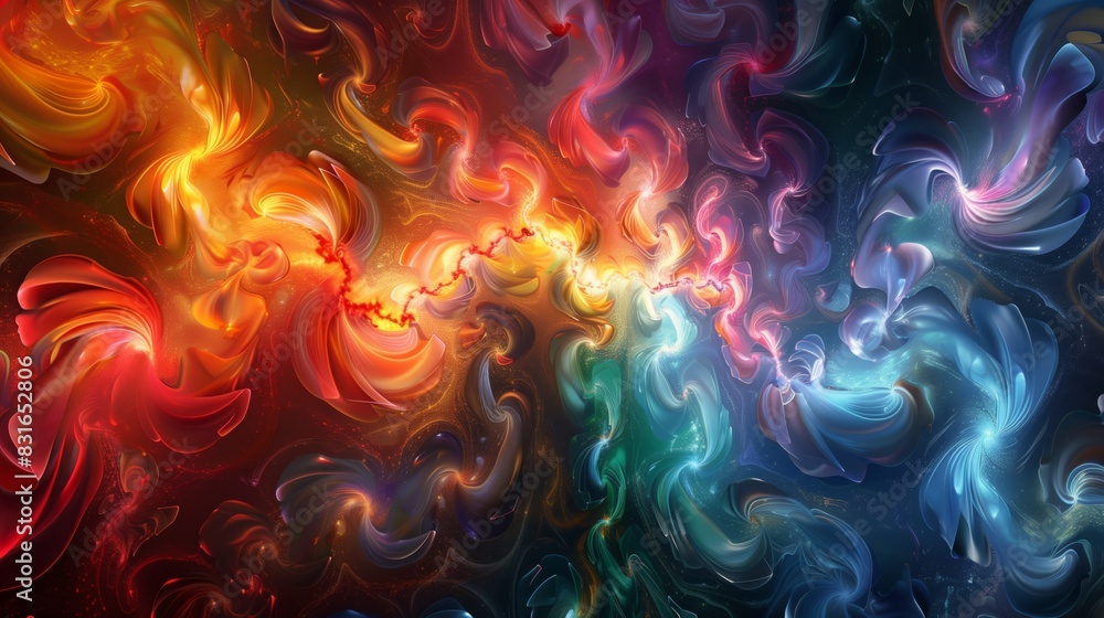 Poster swirling colorful abstract fire patterns. dynamic abstract image showcasing swirling colorful patter