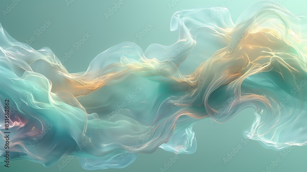 Poster soft ethereal flowing abstract design. serene abstract design featuring soft, flowing shapes in past
