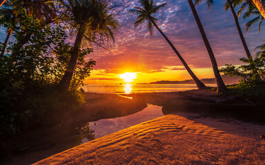 Calm beach sunset.