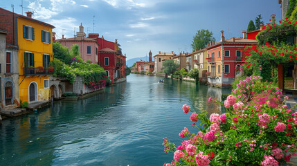 beautiful italy landscape scene for holiday created with Generative AI technology