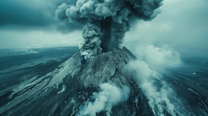Fototapeta premium With each passing moment, they bear witness to the ever-changing nature of the volcano, as plumes of steam and ash rise and fall with the rhythm of the earth.