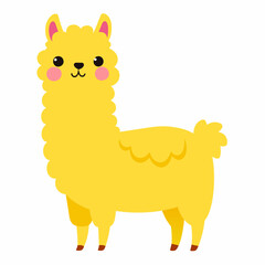 Cheerful alpaca vector art illustration on white background