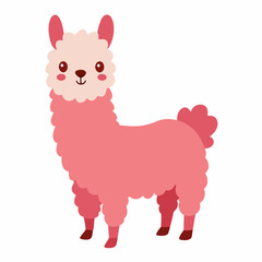 Cheerful alpaca vector art illustration on white background