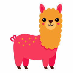 Cheerful alpaca vector art illustration on white background