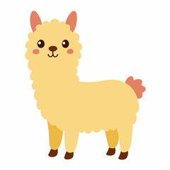 Cheerful alpaca vector art illustration on white background