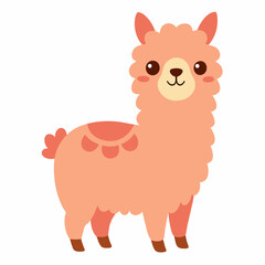 Cheerful alpaca vector art illustration on white background