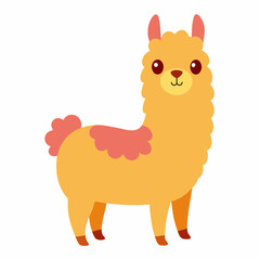 Cheerful alpaca vector art illustration on white background