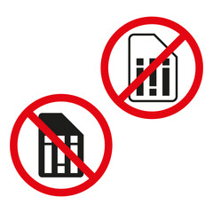 Prohibited mobile and memory cards. Vector restriction icons. No smartphones or housing.