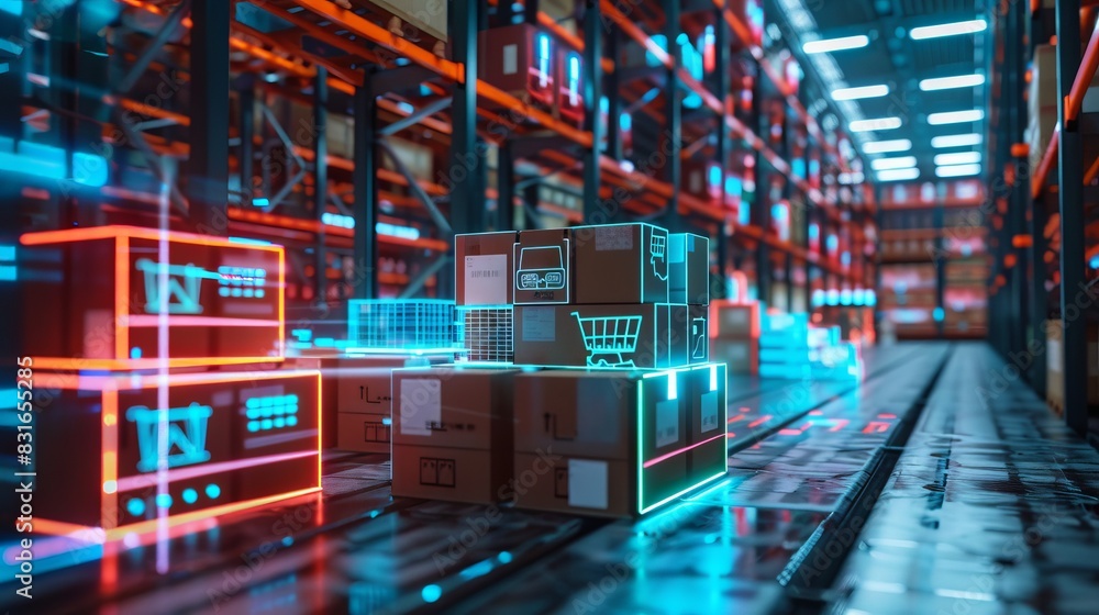 Aufkleber smart warehouse management system using augmented reality technology to identify package picking and