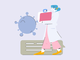 Doctor examines patient flat vector concept operation hand drawn illustration
