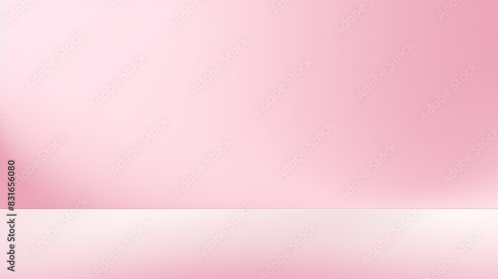 Poster minimalistic photo featuring a soft pink gradient background with a white shelf surface, perfect for