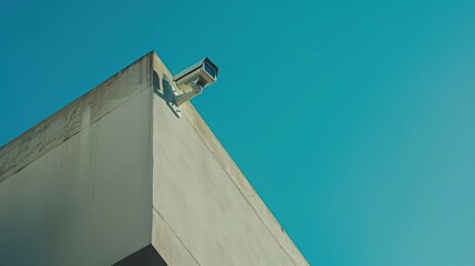 CCTV cameras attached to concrete wall of building house. Office security equipment.	