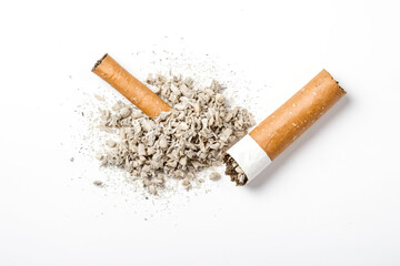 Close-up of a Cigarette with Ashes Scattered Around