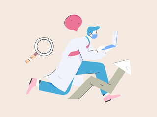 Doctor examines patient flat vector concept operation hand drawn illustration
