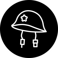 Helmet Line White Circle Black Icon Design