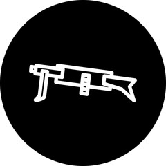 Light Machine Gun Line White Circle Black Icon Design