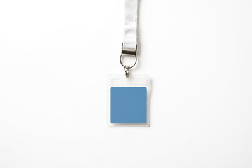 Blank White Lanyard with Blue ID Card Holder