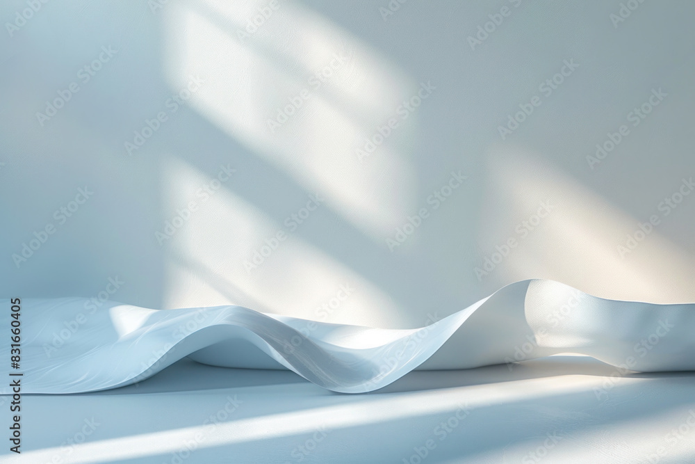 Poster a white sheet of fabric is draped over a wall, creating a sense of movement and fluidity. the light 