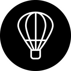 Hot Air Balloon Line White Circle Black Icon Design