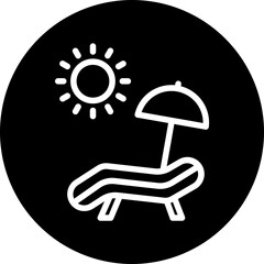 Beach Chair Line White Circle Black Icon Design