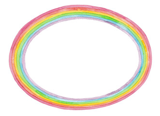 手描き水彩イラスト　虹の円