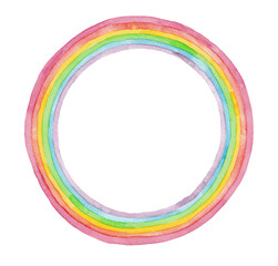 手描き水彩イラスト　虹の円