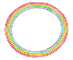 手描き水彩イラスト　虹の円