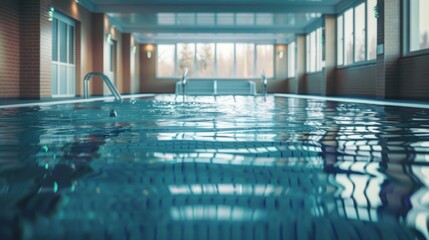 the view of a swimming pool indoors