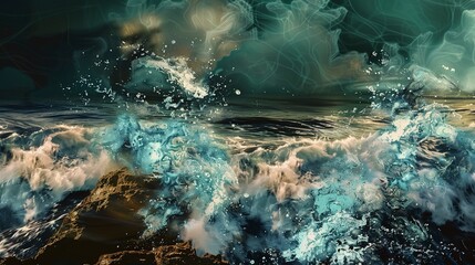Artistic Abstract: Highly stylized or abstract interpretations of the ocean. 