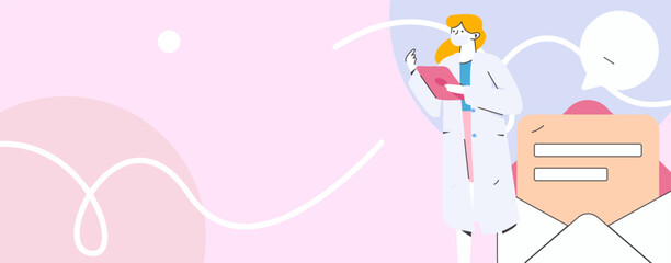 Doctor examines patient flat vector concept operation hand drawn illustration
