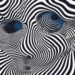 abstract, poster, minimalism, transformed sound waves, black and white art, interlaced textures, psychedelic, movement, depth