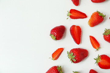 Sweet fresh strawberries on white background