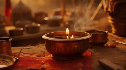 Obraz premium burning candles in a church