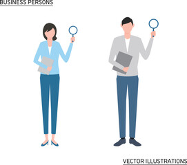 ルーペを持つビジネスパーソン