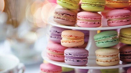Fototapeta premium colorful macaroons on a wooden table