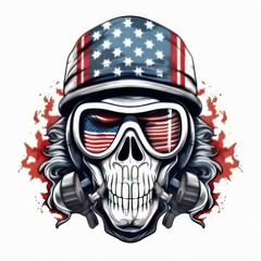 Art illustration skull use mask gas